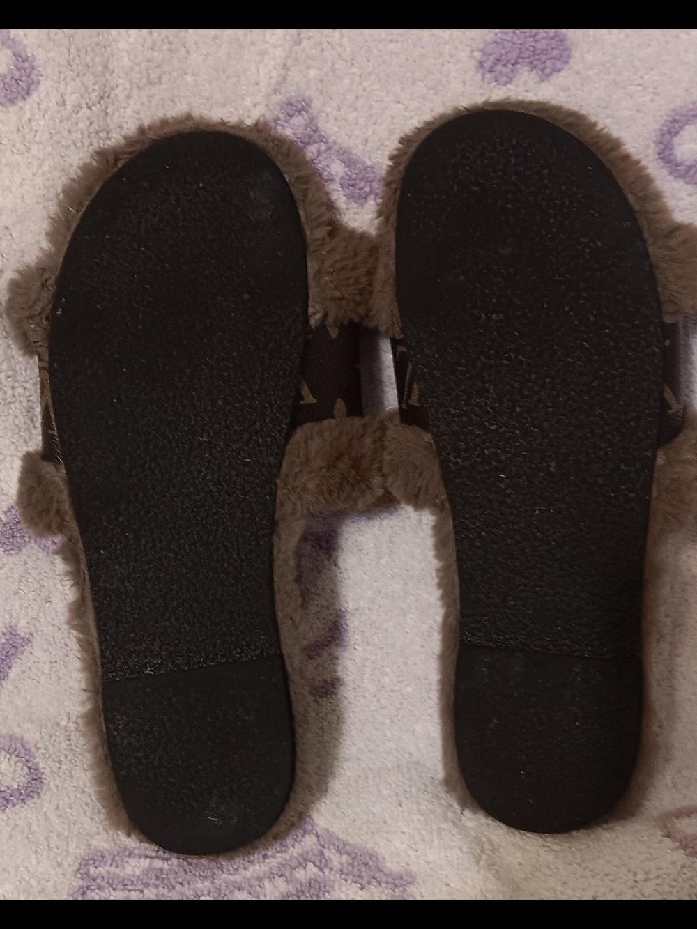 Louis Vuitton Brown Monogram Faux-Fur Slide Sandals - Picture 8 of 9